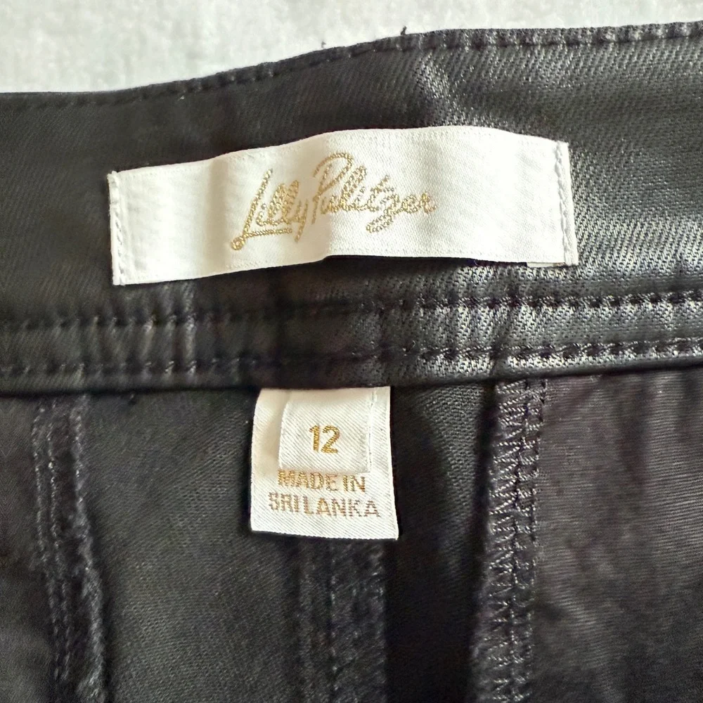 Lilly Pulitzer Black Faux Leather Mini Skirt - Size 12 - Picture 4 of 8